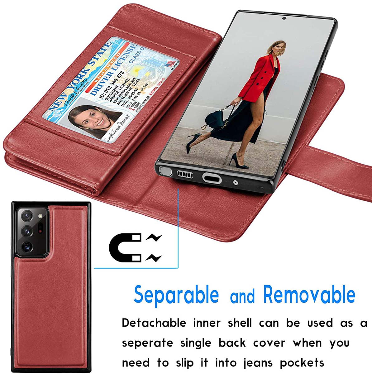 Fansipro Phone Cover Zipper Wallet Folio Case for Samsung Galaxy Note 20,  Premium PU Leather Slim Fit Cover for Galaxy Note 20, 10 Card Slots, 1  Photo