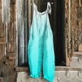thumbnail image 2 of QATAINLAV Cotton Linen Jumpsuits for Women Casual Sleeveless Strap Overalls Fashion Gradient Print Rompers Loose Wide Leg One Piece Pants with Pockets Prime Big Deal Days Blue S, 2 of 6