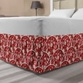 thumbnail image 1 of Floral Bed Skirt, Themed Traditional Motif with Curlicue Flowers and Peduncles, Elastic Bedskirt Dust Ruffle Wrap Around for Bedding Decor, 4 Sizes, Vermilion and Ivory, by Ambesonne, 1 of 2