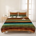thumbnail image 3 of Quilts Twin XL Size Bedding Set, Orange Teal Wooden Lightweight Quilted Comforter, Farmhouse Striped Modern Art Soft Reversible Bedspread Coverlet with Pillow Covers for All Season, 68" x 98", 3 of 9