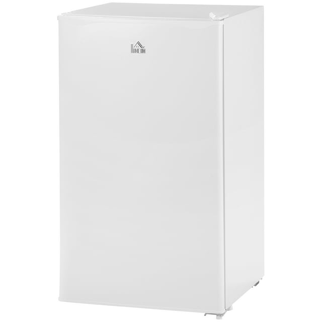 HOMCOM 3.2 Cu Ft Compact Refrigerator with Freezer, White, 18.8"W x 17.5"D, Adjustable Shelf, Reversible Door, Energy Efficient Mini Fridge for Dorm, RV, Apartment, Living Room