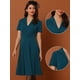 thumbnail image 2 of Vestidos estilo swing retro vintage de manga corta con cuello en V y botones para mujer de los años 50 Azul Pavo Real L, 2 of 6