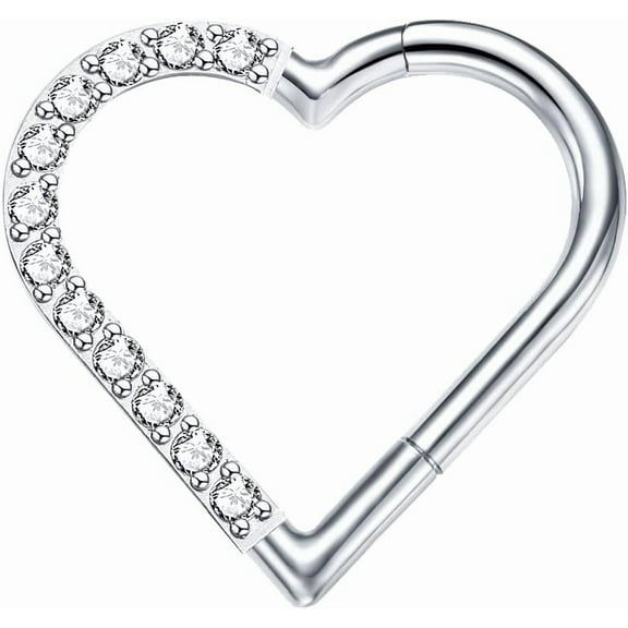 SNYMW 16G G23 Titanium Daith Piercing Jewelry Heart Clicker Cartilage Tragus Earring for Women