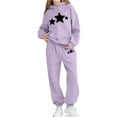 thumbnail image 2 of Conjunto de sudadera con capucha de manga larga para niños con estampado de invierno y pantalones deportivos con lazo en las piernas, deportivo informal con forro polar para mayor calidez, conjunto de, 2 of 5