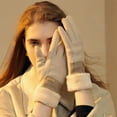 thumbnail image 3 of Winter Women Thick Plush Gloves Fashion Warm Suede Touch Screen Gloves Full Finger Elasticity Outdoor Windproof Driving Gloves (D), 3 of 7