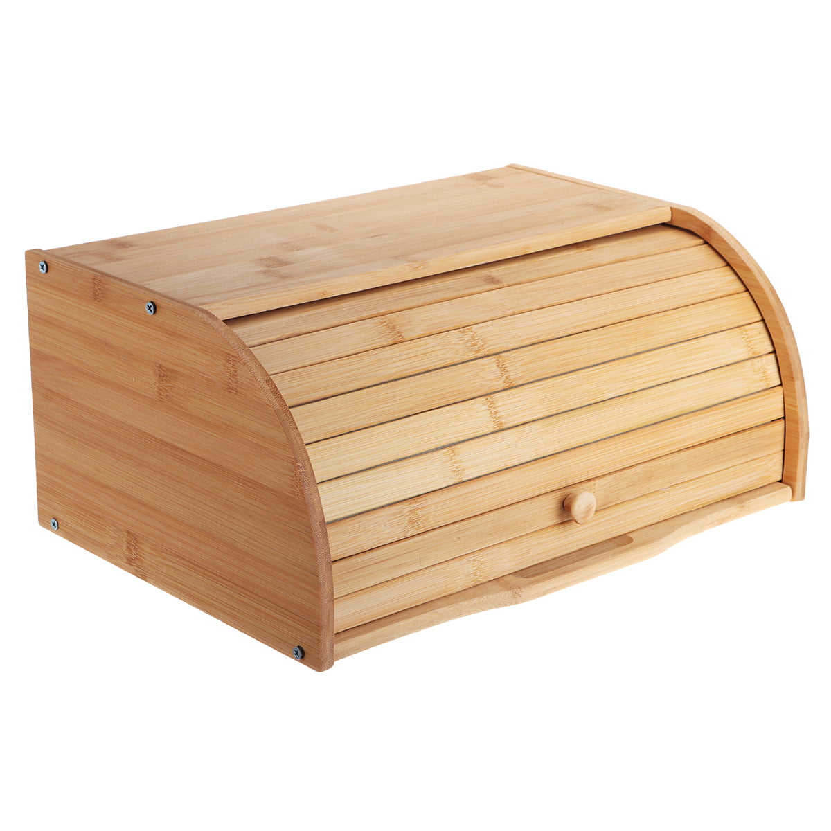 Details about   Roll Top Bamboo Wood Bread Box Loaf Container Kitchen Food Storage Bin Large US 
