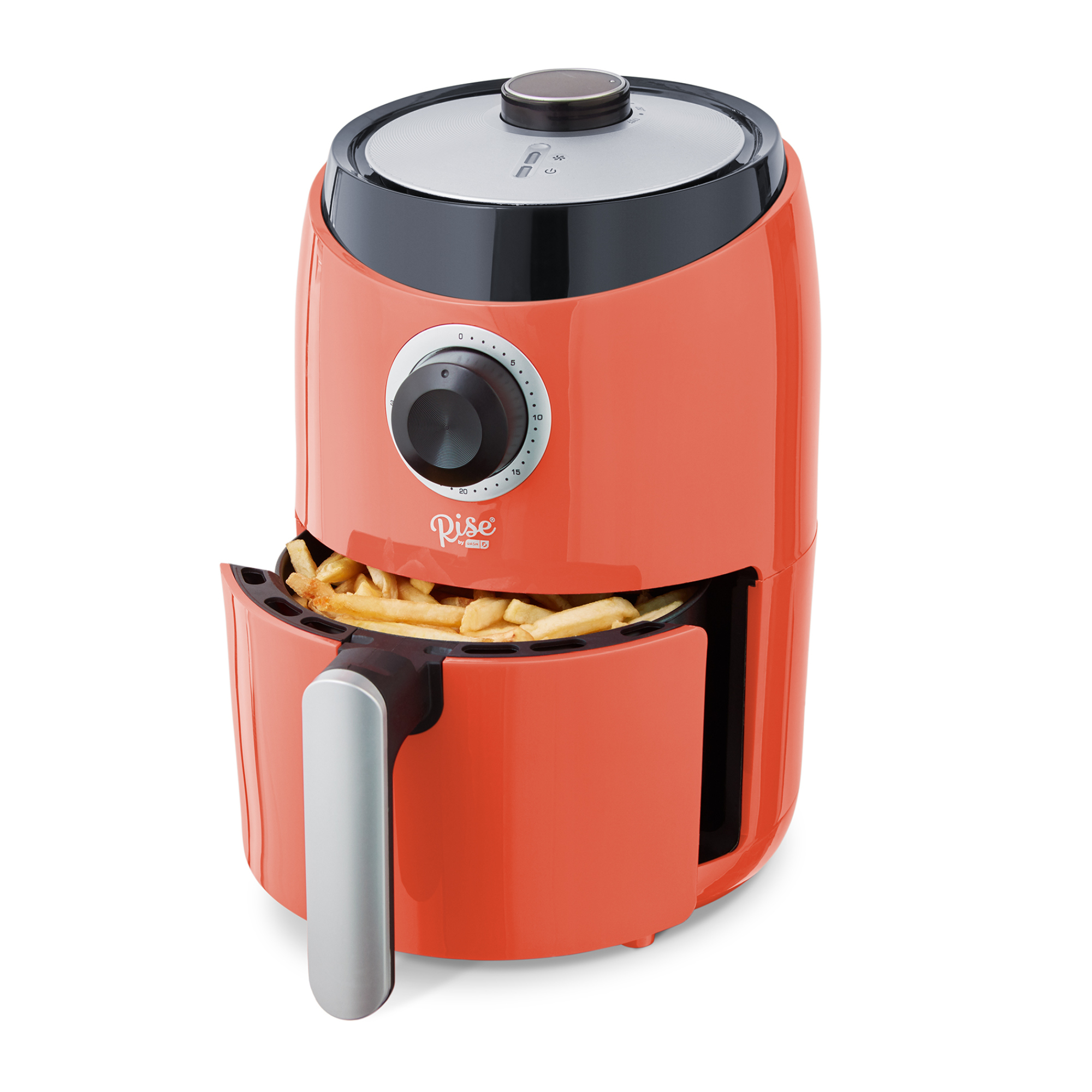 Rise By Dash Compact Air Fryer Oven with Temp Control Non-Stick Basket, Recipes + Auto Shut Off, 2 Quart - Orange