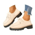 thumbnail image 3 of Women's Suede Penny Loafers Lace up Chunky Heel Lug Sole Slip on Casual Office Business Dress Shoes, 3 of 9