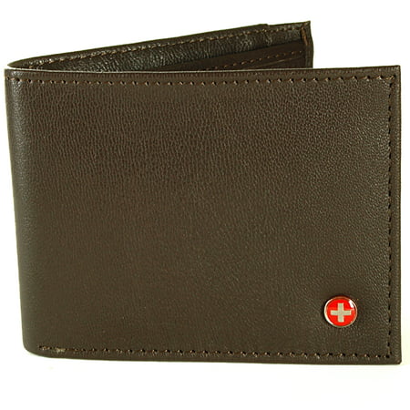 Alpine Swiss - Alpine Swiss Mens Thin Bifold Wallet Top Grain Leather EZ Access Outer Card Slot ...