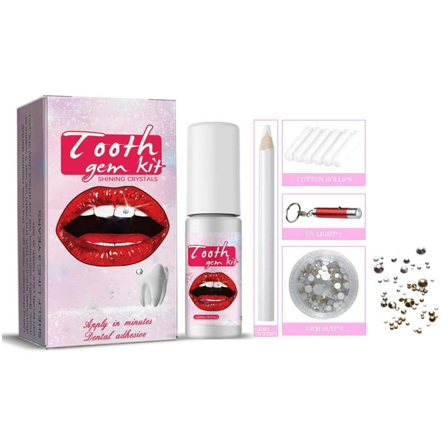 Tooth Gem Set Shining DIY Teeth Gems Accessories Easy To And Install Crystal Tooth Drill Shining Tooth Gems 5ml