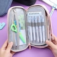 thumbnail image 4 of SSZMDLB Large Capacity Pen Case, Multifunctional Canvas Stationery Organizer, Multi Layer Portable Storage Bag for Study, Office Supplies and Study Essentials, Simple Design Pencil Pouch, 4 of 6