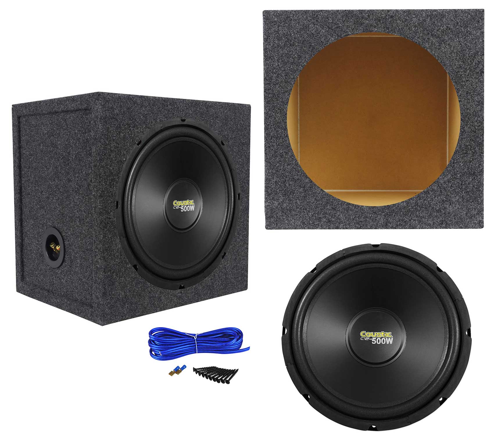 12 pulgadas coustic 12 inch subwoofer Coustic By MTX C124 12" 500 Watt Car Audio Subwoofer Sealed Sub Box  Enclosure