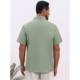 thumbnail image 3 of DARING DIVA Men's Plain Linen Short Sleeve Contrast Color Collar Shirts XL Light Green, 3 of 7