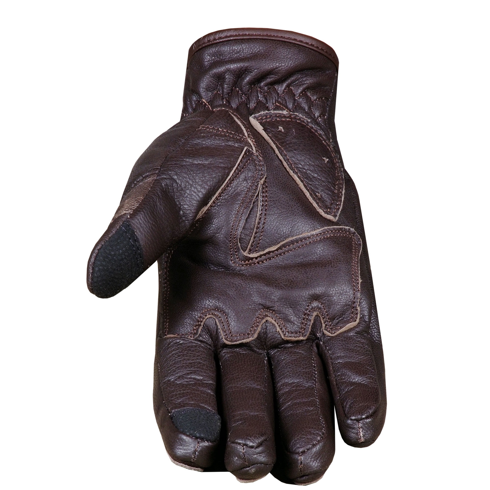 Men's Vintage Goatskin Leather Motorcycle Gloves Gel Padded Cruiser Street Riding Protective Racing Powersports Brown L