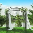 thumbnail image 2 of Lilypelle Large Arch Trellis 87" Black Plastic Metal Arbor, 2 of 14