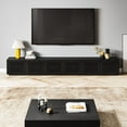 thumbnail image 2 of POVISON-118" Modern Minimalist Wood TV Stand, Slatted Entertainment Center,Media Console, Black TV Console, Perfect for 85-inch TVs, 2 of 8