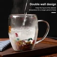 thumbnail image 3 of Kripyery Double Wall Glass Floral Mug 8.45oz/11.83oz Clear Aesthetic Drink Cup with Insulated Handle Real Flower Decoration Double Layered Heat Preserving Tumbler for Coffee Tea, 3 of 8