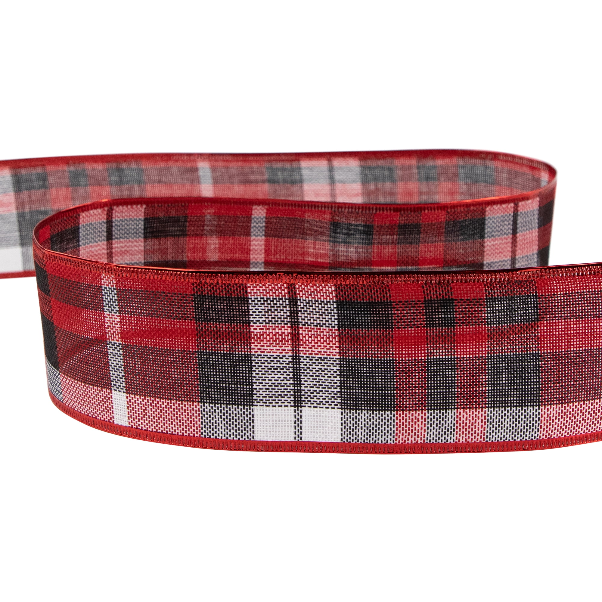Northlight Red and Black Plaid Wired Craft Christmas Ribbon 2.5" x 10 Yards
