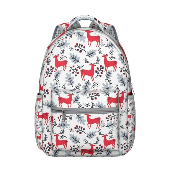 Rustic Deer Print Student School Backpack for Student Hunting Forest Buck Head Woodland Animal Pattern Vintage Art Aesthetic Bookbag