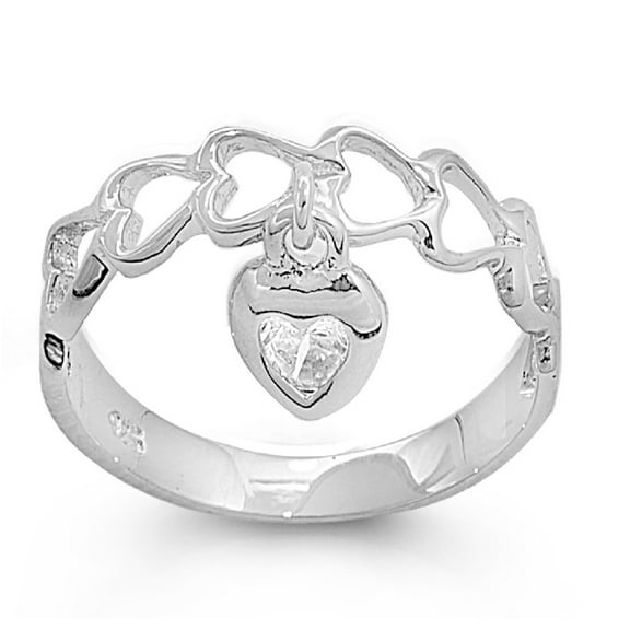 One of a Kind Heart Ring Sterling Silver Size 2