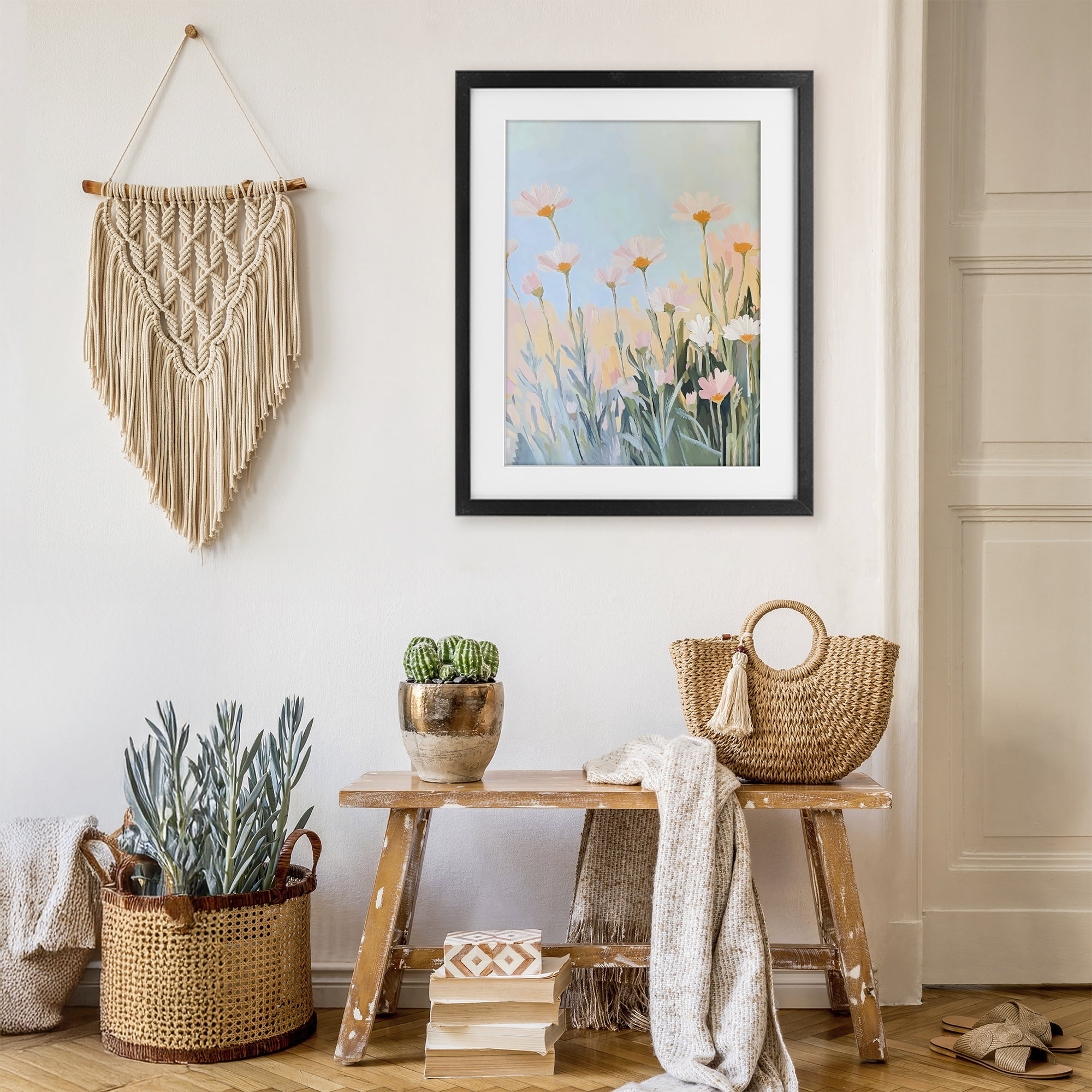 Stupell Industries Pastel Meadow Daisies at Dawn Black Framed Print Under Glass, design by The Prints Vibe