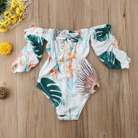

Infant Newborn Baby Kids Girl Banana Leaf Romper Jumpsuit Sunsuit Summer Outfits
