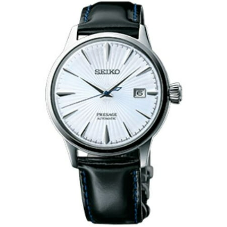 Seiko Men's Automatic Presage Black Leather Strap Watch