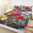 thumbnail image 4 of Erosebridal Spring Flower Floral Bed Sheets, Retro Artwork King Sheets, 4 Pieces, 4 of 5