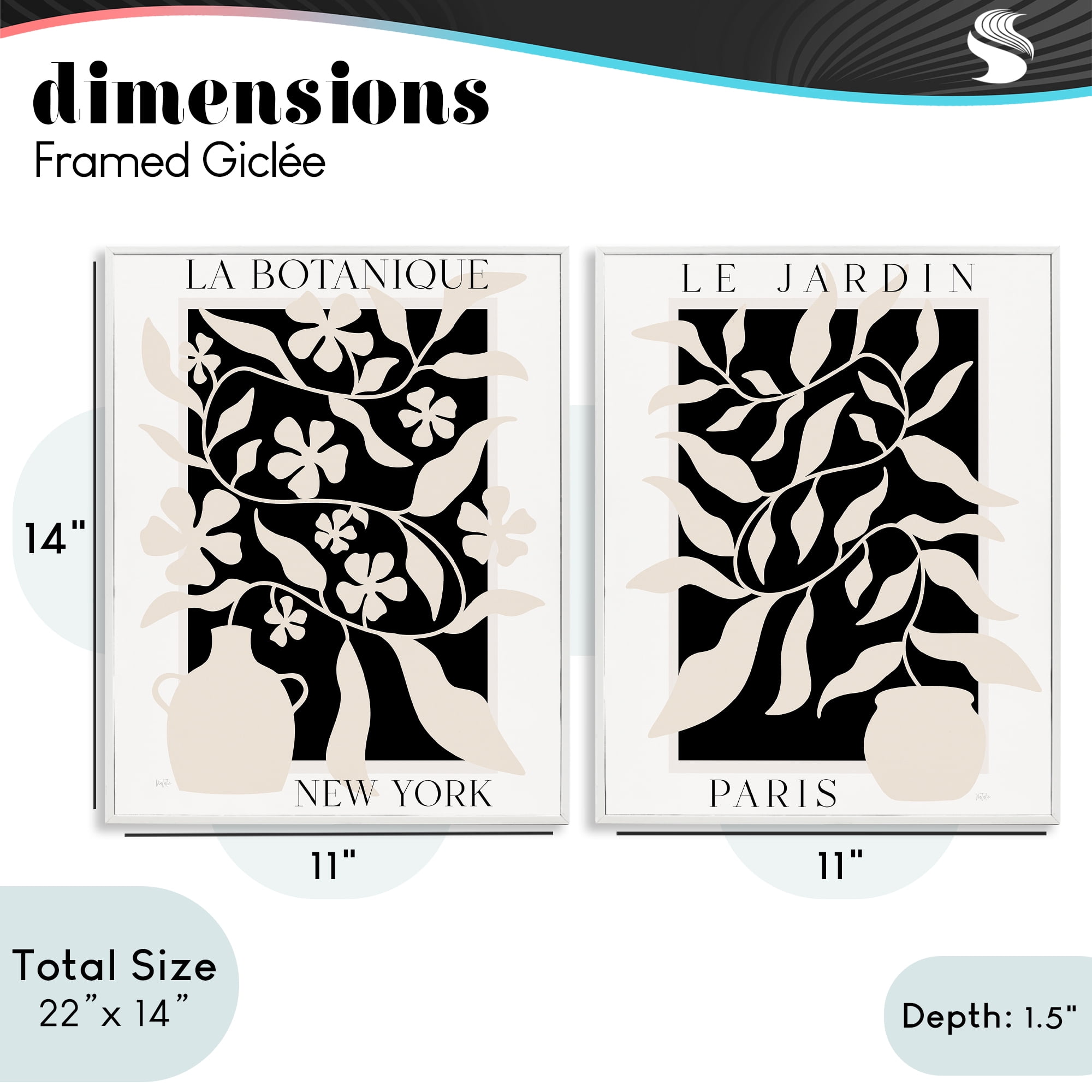Stupell Industries New York & Paris Botanicals 2 Piece White Framed Giclee Art Set, design by Natalie Carpentieri