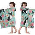 thumbnail image 4 of Green Boston Terrier and Flower Hooded Bath Towel，50"x30" for Ages 3 To 12 Kids, Quick Dry Lightweight Soft Microfiber Hood Beach Towel Cover Up for Kids, 4 of 7