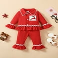 thumbnail image 4 of Pyjama de Noël pour Tout-Petites Filles Père Noël à Rayures Manches Longues Boutons Hauts Pantalons Tenues de Nuit pour Tout-Petits Ensembles 2 Pcs Rayures Rouges 12-18 Mois, 4 of 7