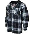 thumbnail image 1 of Men's Heavyweight Flannel Zip Up Fleece Lined Plaid Sherpa Hoodie Jacket (A17 - Navy White Grey, 2XL), 1 of 2