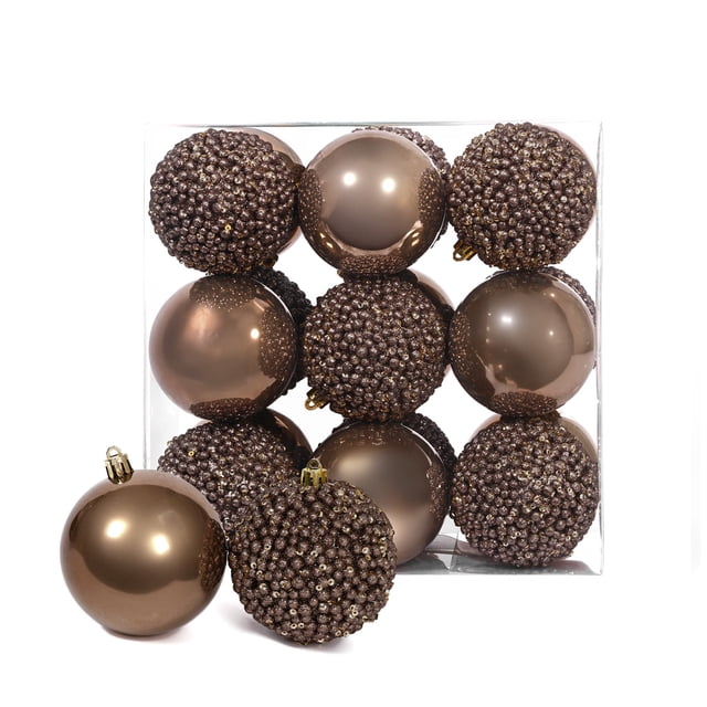 Esferas para árbol de navidad Artego de 8 cm de diámetro paq 18 esferas Café chessnut *Línea Pearl Con 2 estilos: pearls y cromado, para colgar Christmas ornaments