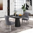 thumbnail image 3 of Roundhill Furniture Vogel 3-Piece Round Dining Set, Pedestal Dining Table with 2 Chairs, Gray, 3 of 14