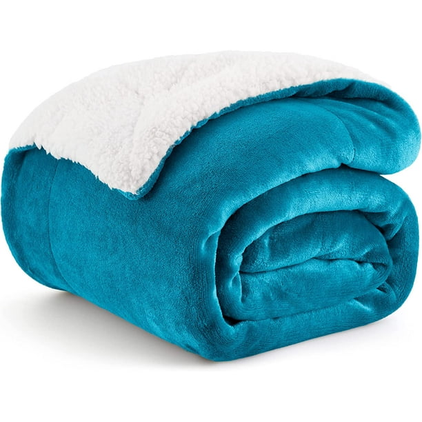 Bedsure Sherpa Fleece Throw Blanket Teal Thick and Warm Blankets, Soft Fuzzy Throw,50x60