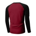 thumbnail image 4 of WTOBBY Men's Casual Button Neck Long Sleeve Top with Two-Tone Shoulder Design and Raglan Sleeve for Stylish Everyday Wear Comfortable Loose Fit Shirt ,Red S, 4 of 4