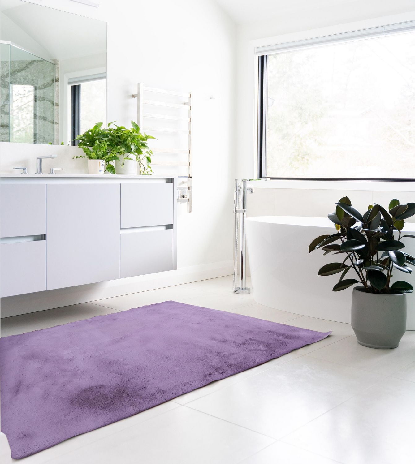 Tapis d'appoint Maven Faux Lapin lavande de 3 pi x 5 pi