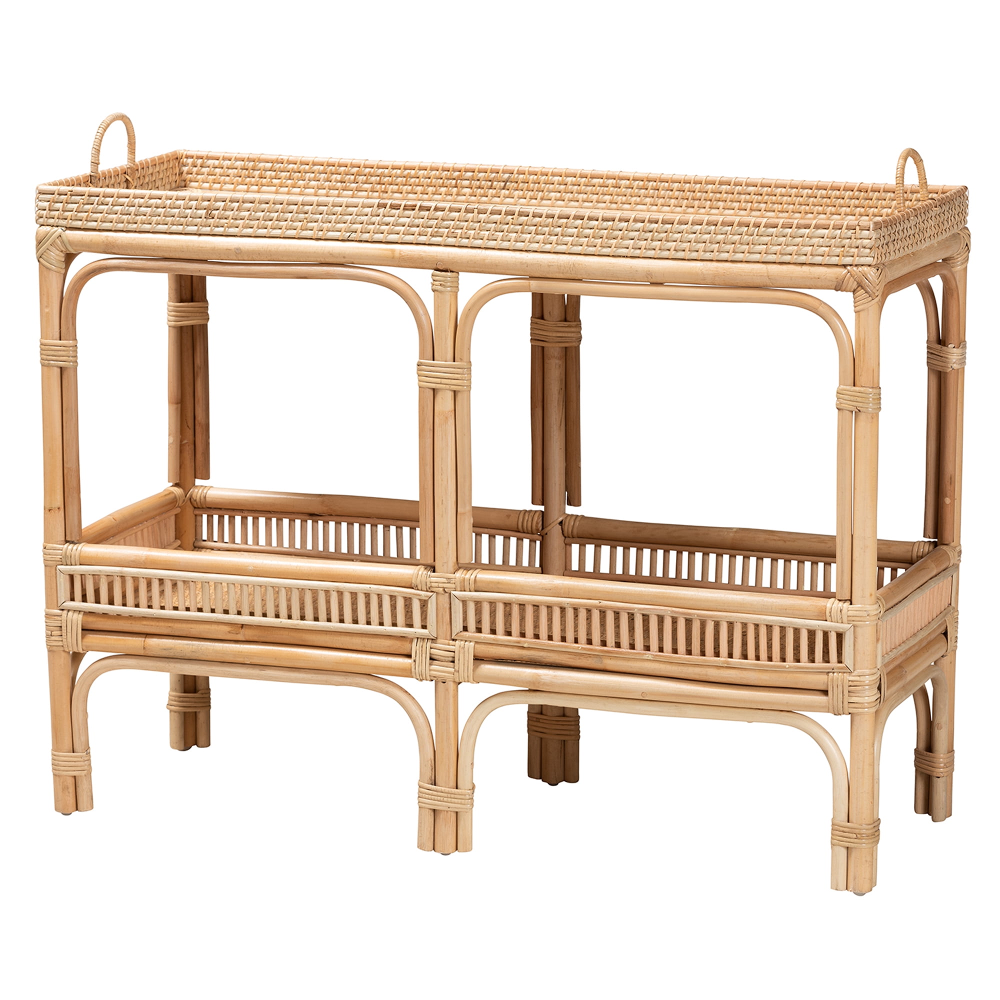 bali & pari Lombok Rattan BOHO Console Tables, Natural Brown