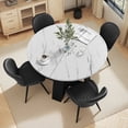 thumbnail image 4 of Hawsaiy Extendable Round to Oval Dining Table Set for 4–6, Space-Saving Wooden Table with Hidden Storage, Expandable Dining Table with Upholstered Chairs(White Table+4 Black Chairs), 4 of 9