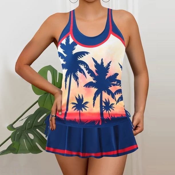 Traje de baño para mujer Traje de baño dividido con estampado grande para mujer Falda de bikini Traje de baño dividido Trajes de baño para mujer