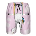 thumbnail image 4 of Kdxio Aerial Yoga for Unicorn Pattern Mens Casual Shorts - Drawstring Summer Beach Sports Shorts for Men, 4 of 9