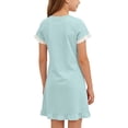 thumbnail image 6 of Afuyipoi ​Girls Solid Color Peter Pan Collar Dress (2-12 Years) Summer Short Sleeve Soft Cotton Feel Casual Dress for School & Play Green 3T, 6 of 8