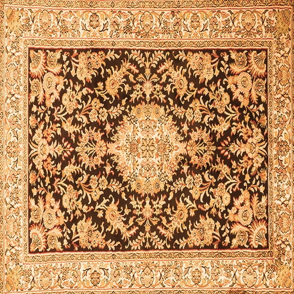 Ahgly Company Indoor Square Medallion Orange Traditional Area Rugs, 6' Square