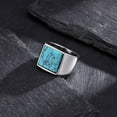 thumbnail image 2 of PAMTIER Men's Stainless Steel Vintage Simple Large Square Cut Gemstone Signet Ring Gothic Punk Statement Band Synthetic Turquoise Silver Size 12, 2 of 6