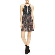 Free People Womens Floral A-line Dress, Black, Medium