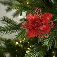5/10X Christmas Large 10Cm Poinsettia Glitter Flower Tree Hanging Party