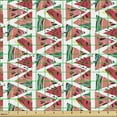 thumbnail image 2 of Watercolor Fabric by the Yard Upholstery, Abstract Watermelon Pattern in Triangles Hipster Hand Drawn Tropical, Decorative Fabric for DIY and Home Accents, Coral Pink Turquoise by Ambesonne, 2 of 5