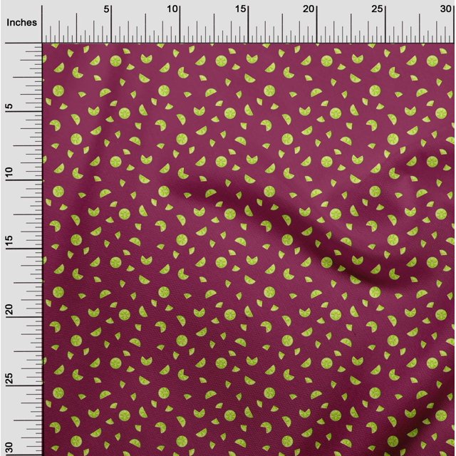 oneOone Silk Tabby Fabric Lemon Slice Vegetable Printed Fabric 1 Yard 42 Inch Wide