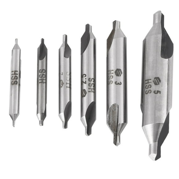 Dioche 6pcs 1/1.5/2/2.5/3/5mm 60 Degree HSS Center Drill Bits Centering Drills Set,Centering Drills Set,HSS Center Drill