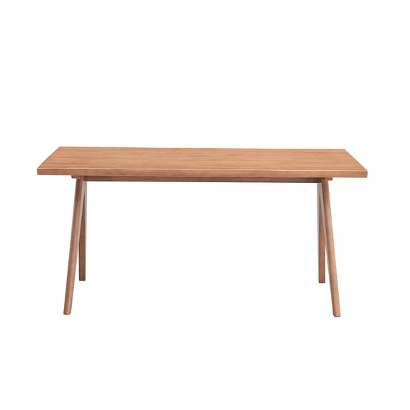 JERFIT 6-Person Outdoor Dining Table, Rattan Rectangular Patio Table with Natural Walnut Finish for Garden, Backyard, Poolside